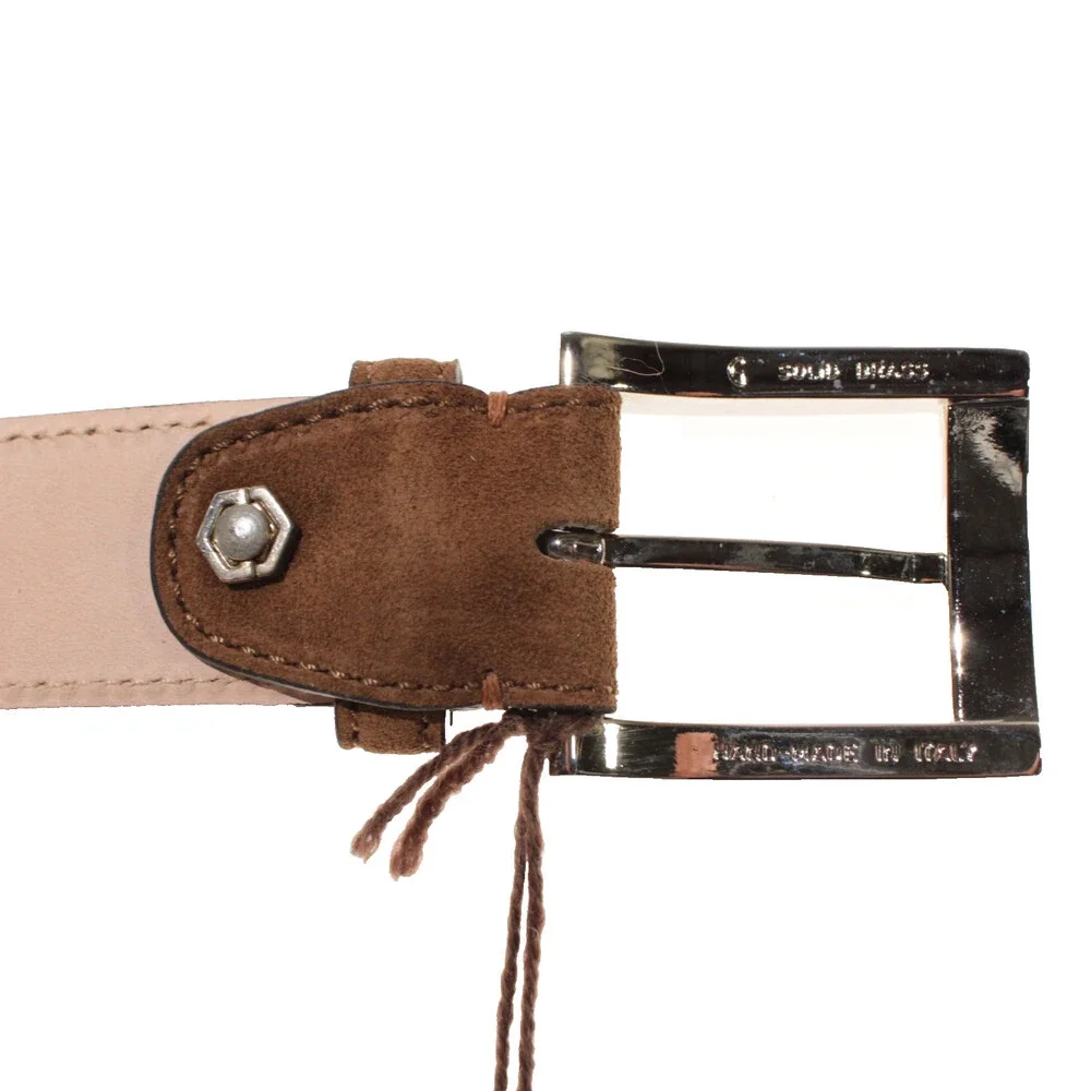 Di Bianco NWT Cut to Size Dress Belt In Solid Brown Suede Leather One Size